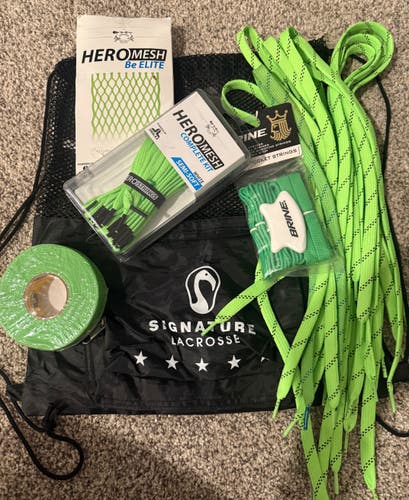 BUNDLE Lacrosse Stringing Supplies + Free Bag Neon Green