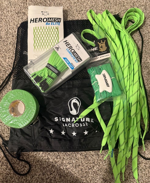 BUNDLE Lacrosse Stringing Supplies + Free Bag Neon Green