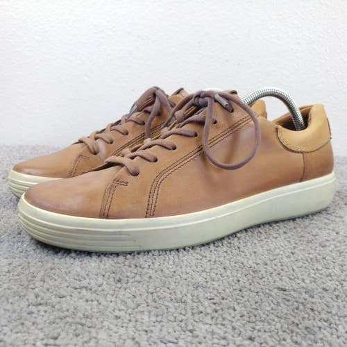 ECCO Soft 7 Mens Size 9 Shoes Brown Leather Lace Up Sneakers Low Top