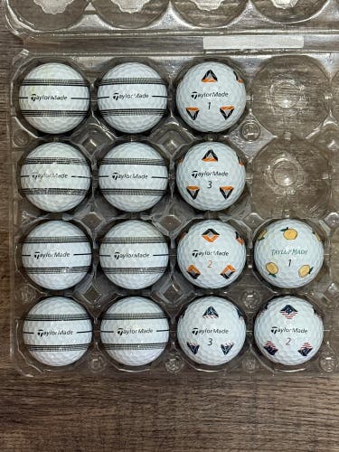 14 TaylorMade TP5 / TP5x Golf Balls with Stripe and Pix Designs