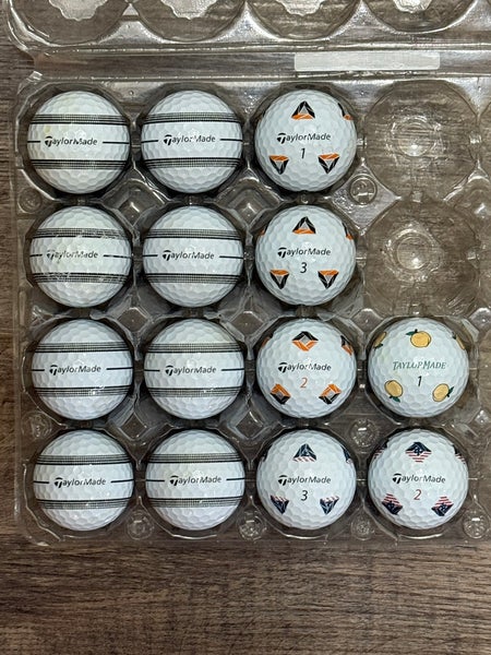 14 TaylorMade TP5 / TP5x Golf Balls with Stripe and Pix Designs