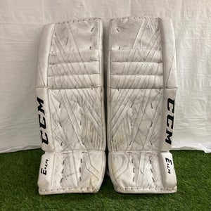 White 31" Intermediate CCM Extreme Flex E4.9 Goalie Leg Pads (Used)