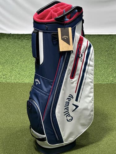 Callaway Chev 14 Cart Golf Bag Navy White Red w/ Rain Hood New #89064