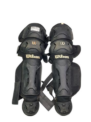 Used Wilson BLACK SHIN GUARDS Catchers Leg Guards Black Junior 11347-S000254327