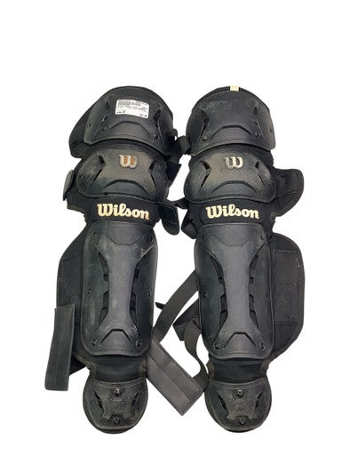 Used Wilson BLACK SHIN GUARDS Catchers Leg Guards Black Junior 11347-S000254327