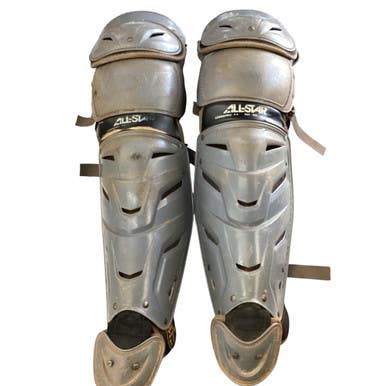 Used All-Star ADULT SHIN GUARDS Catchers Leg Guards Grey Adult 11760-S000081256