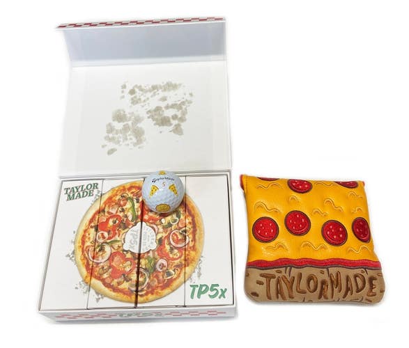 NEW TaylorMade TP5x Pizza Party (1) Dozen Golf Balls w/ Pizza Mallet Headcover