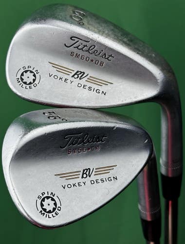 Titleist Vokey Spin Milled Wedge Set 56-14*, 60-08* Steel True Temper RH (+1")