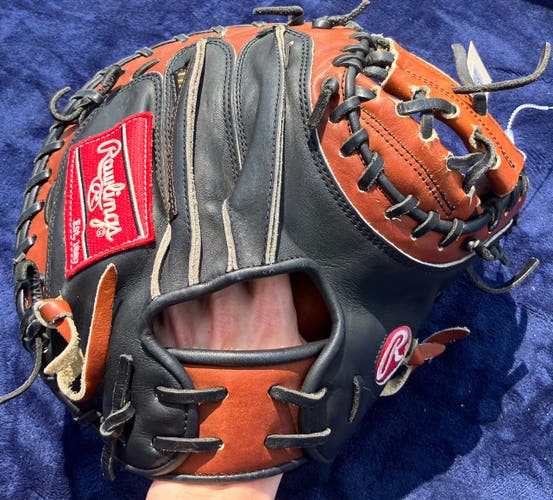 Brown Rawlings Heart of the Hide RH Catcher's Baseball Glove 33.5" (Used)