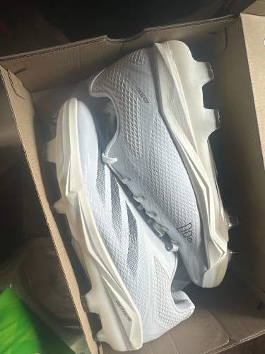 White Men's Size M 11.5 (W 12.5) Adult Adidas Adizero Low Top Molded Cleats (New)