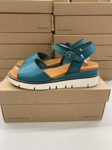 BTU by Bertuchi Myla Turquesa Womens 38 39 Blue Green Wedge Sandal Made in Spain