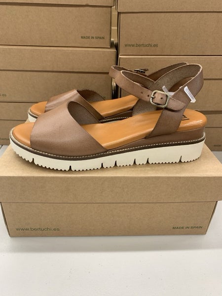 BTU by Bertuchi Myla Tostado Women's 37 & 41 Brown Wedge Sandal Made in Spain