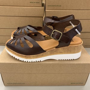 BTU by Bertuchi Carmen Moka Women's 38 & 39 Brown Wedge Sandal Made in Spain