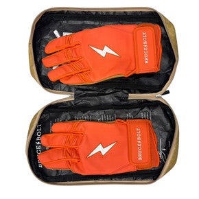 Used PREMIUM PRO SHORT CUFF BB/SB Batting Gloves Orange LG 11835-S000197836