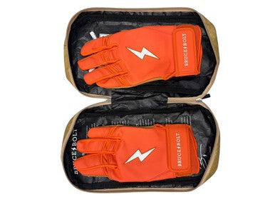 Used PREMIUM PRO SHORT CUFF BB/SB Batting Gloves Orange LG 11835-S000197836