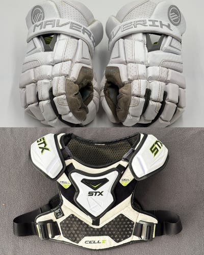 STX Cell V Pads Adult Small and Maverik M6 Gloves (Used)