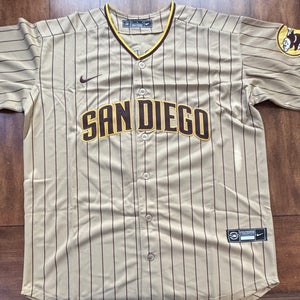 San Diego Padres Jackson Merrill Jr #3 Brown Pinstripe Jersey Adult Medium