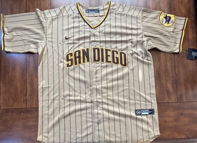 San Diego Padres Jackson Merrill Jr #3 Brown Pinstripe Jersey Adult Medium