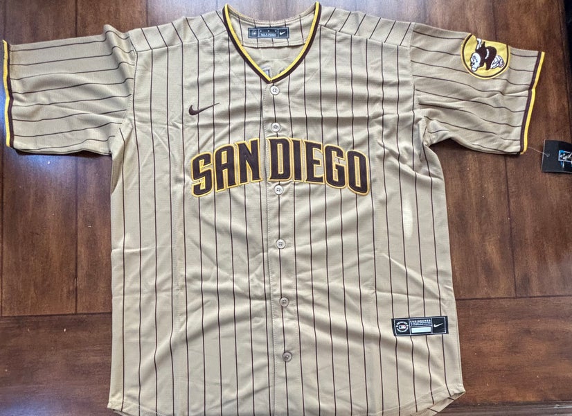 San Diego Padres Jackson Merrill Jr #3 Brown Pinstripe Jersey Adult Medium