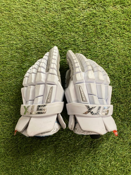 White STX Surgeon RZR2 Lacrosse Gloves Large (Used)