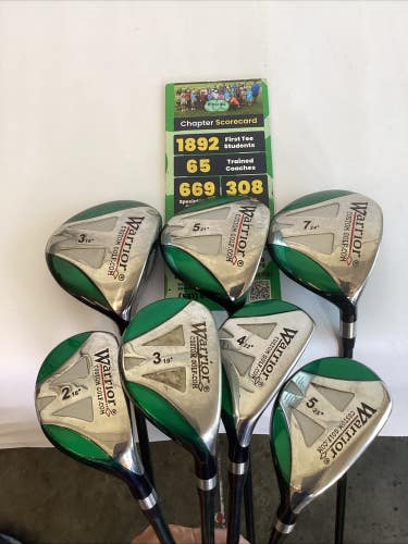 Warrior Custom Golf 3-5-7 Woods & 2-3-4-5 Hybrids Set Regular Graphite Shafts
