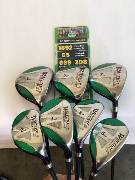 Warrior Custom Golf  3-5-7 Woods & 2-3-4-5 Hybrids Set Regular Graphite Shafts