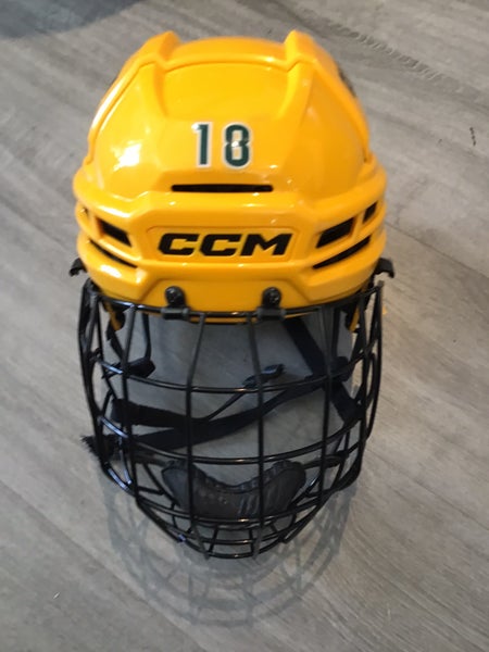 Clarkson University Large CCM Super Tacks X Helmet Pro Stock #18 (Used)