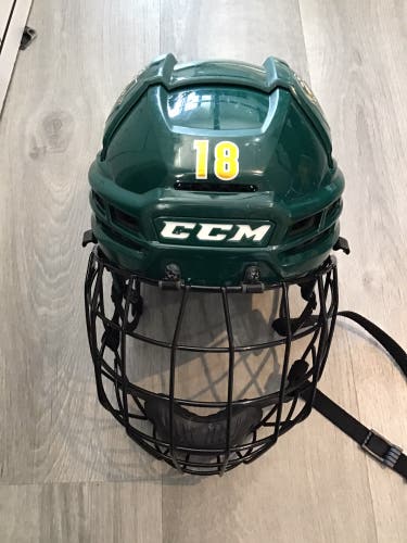 Clarkson University Large CCM Super Tacks X Helmet Pro Stock #18 (Used)