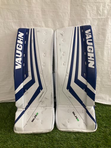 Blue 24" Youth Vaughn Ventus SLR2 Goalie Leg Pads (Used)