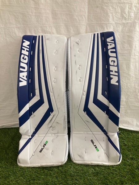 Blue 24" Youth Vaughn Ventus SLR2 Goalie Leg Pads (Used)