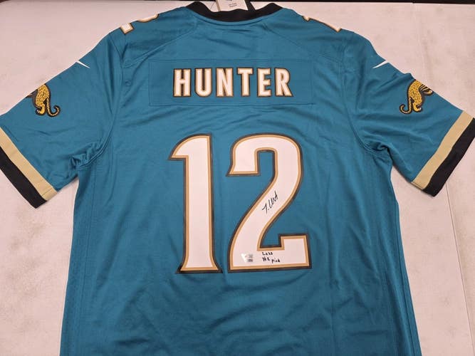 Jaguars TRAVIS HUNTER "2025 #2 Pick" Throwback Signed Autograph Auto JERSEY