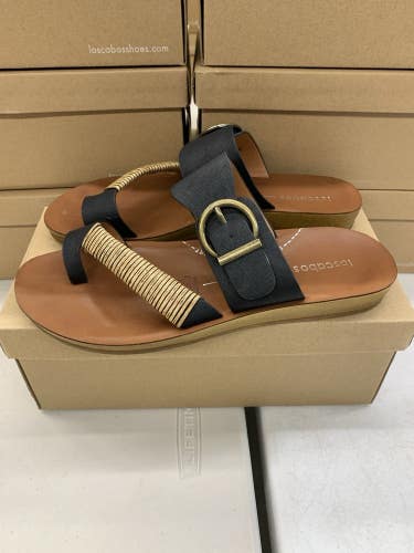 Los Cabos Bria Thong Sandal Women's 39 Black L2305