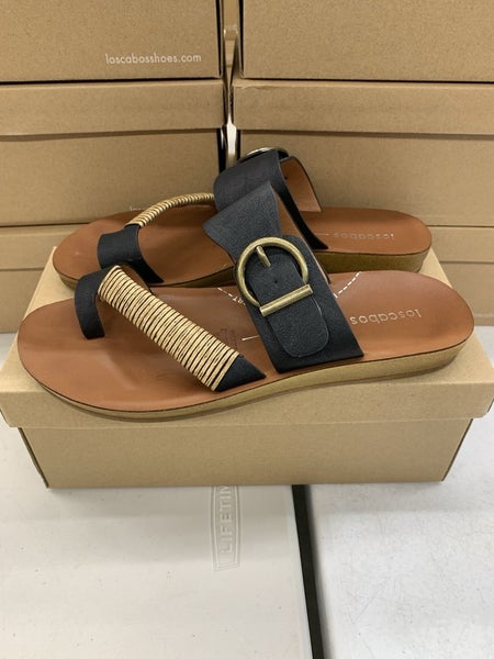 Los Cabos Bria Thong Sandal Women's 39 Black L2305