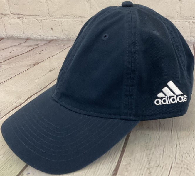 Adidas One Size Fits All Adjustable Buckle Six Panel Golf Hat Navy Curved Brim