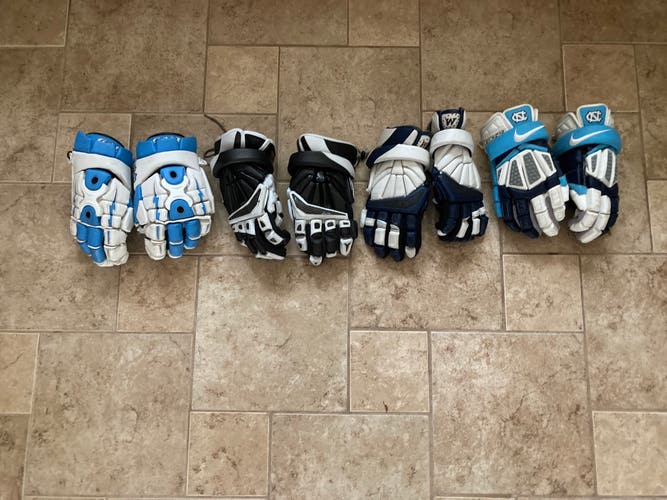 Multiple lacrosse gloves