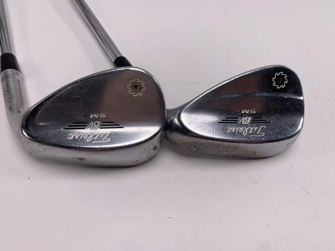 Titleist Vokey SM7 Tour Chrome Wedge Set 52* 8 56* 8 Wedge Mens RH Midsize Grips