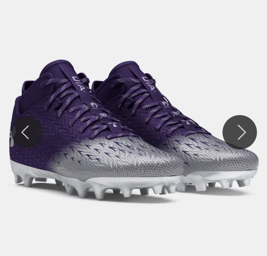 New men's 13 Under Armour Spotlight clone 4 MC purple/silver 3027977 football/lacrosse cleats