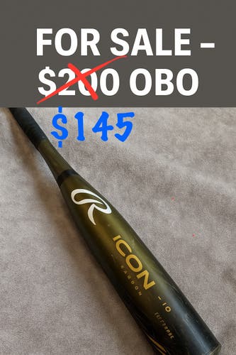 2023 Rawlings Icon Composite USSSA Certified Bat (-10) 20 oz 30" (Used) OBO