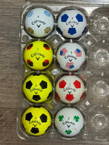 8 Callaway Truvis and TruTrack Golf Balls - Chrome Soft, Chrome Tour, ERC Soft