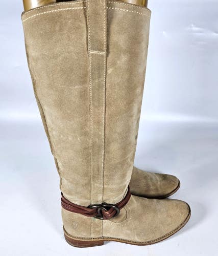 Frye Kirsten Tall Tan Suede Leather Riding Boots Women's Size: 7 B