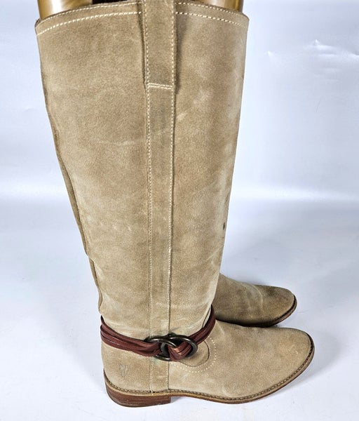 Frye Kirsten Tall Tan Suede Leather Riding Boots Women's Size: 7 B