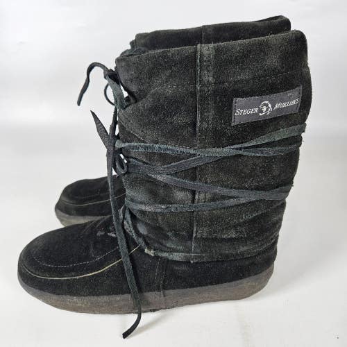 STEGER MUKLUKS OJIBWA Men's Size: 10 Black Moosehide Leather Boots