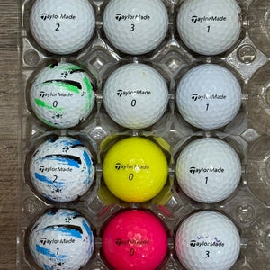 12 TaylorMade SpeedSoft Golf Balls, A Few with Ink Design