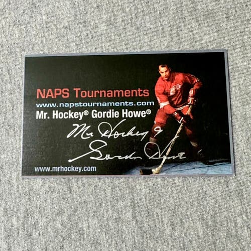 AUTOGRAPHED GORDIE HOWE NHL DETROIT RED WINGS NAPS TOURNAMENT CARD