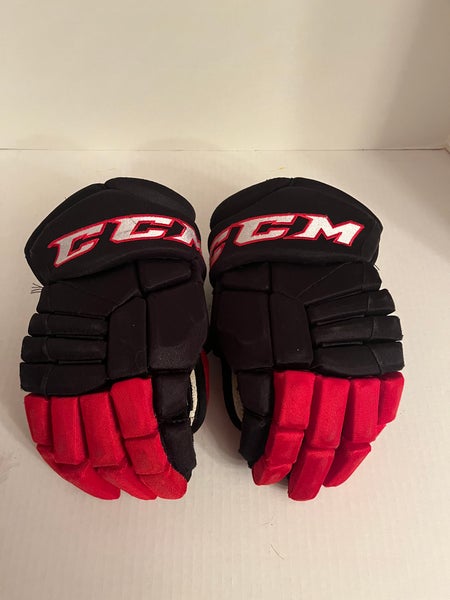 Black and Red CCM JetSpeed FT1 Gloves 14" Pro Stock (Used)