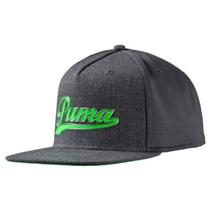 Puma Youth Script Snapback Hat (Dark Gray Heather/Green Gecko, OSFA) NEW