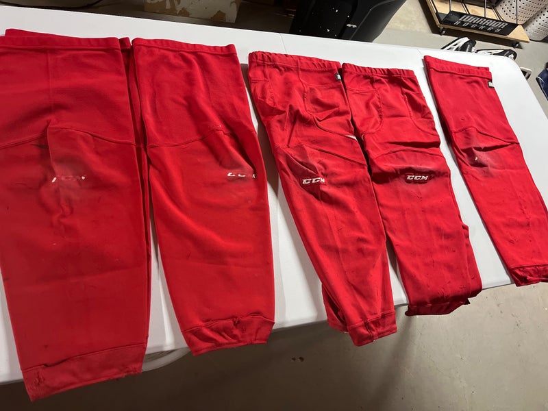 5 Pairs Red Large Adult CCM Skate Socks (Used)