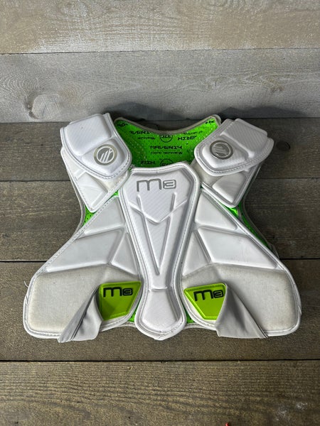 Maverik M3 37.5 Lacrosse Shoulder Chest Pads Size Medium White Green