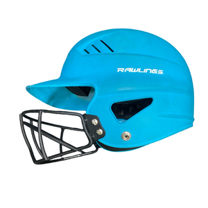 Used Rawlings BATTING HELMET Batting Helmet w/Mask Teal S/M 11613-S000166952
