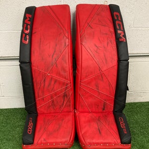 Red 30" Intermediate CCM Axis 2.5 Goalie Leg Pads (Used)